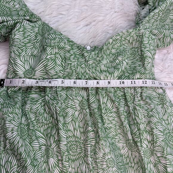 Amanda Uprichard Revolve Puff Sleeve Floral Green Sicily Midi Dress Size XS - Picture 12 of 16